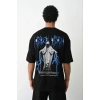 Unisex Baskılı Oversize T-Shirt - Siyah