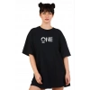 Unisex Baskılı Oversize T-Shirt - Siyah