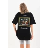 Unisex Baskılı Oversize T-Shirt - Siyah
