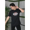 Unisex Baskılı Oversize T-Shirt - Siyah