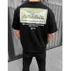 Unisex Baskılı Oversize T-Shirt - Siyah