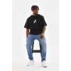 Unisex Baskılı Oversize T-Shirt - Siyah