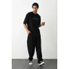 Unisex Baskılı Oversize T-Shirt - Siyah