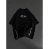 Unisex Baskılı Oversize T-Shirt - Siyah