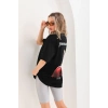 Unisex Baskılı Oversize T-Shirt - Siyah
