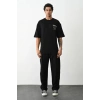 Unisex Baskılı Oversize T-Shirt - Siyah