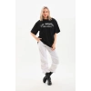 Unisex Baskılı Oversize T-Shirt - Siyah
