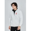 Unisex Baskılı Tam Fermuarlı Kapşonlu SweatShirt - Beyaz