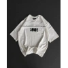 Unisex Bisiklet Yaka Baskılı Oversize T-Shirt - Beyaz