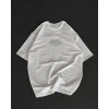 Unisex Bisiklet Yaka Baskılı Oversize T-Shirt - Beyaz