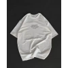 Unisex Bisiklet Yaka Baskılı Oversize T-Shirt - Beyaz