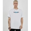 Unisex Bisiklet Yaka Baskılı Oversize T-Shirt - Beyaz