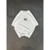 Unisex Bisiklet Yaka Baskılı Oversize T-Shirt - Beyaz
