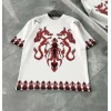 Unisex Bisiklet Yaka Baskılı Oversize T-Shirt - Beyaz