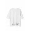 Unisex Bisiklet Yaka Baskılı Oversize T-Shirt - Beyaz