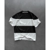 Unisex Bisiklet Yaka Parçalı T-Shirt - Siyah