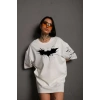 Unisex Ön Ve Kol Baskılı Oversize T-shirt - Beyaz