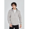 Unisex Tam Fermuarlı Kapşonlu  SweatShirt - Boyalı Gri