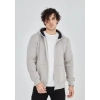 Unisex Tam Fermuarlı Kapşonlu  SweatShirt - Boyalı Gri