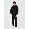 Unisex Tam Fermuarlı Kapşonlu  SweatShirt - Siyah