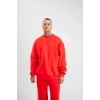 Uzun Kol Bisiklet Yaka Basic SweatShirt - Kırmızı