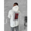 Uzun Kol Kapüşonlu Ön Ve Arka Baskılı SweatShirt - Beyaz