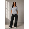 V Yaka Basic Tişört Kısa Kol Yazlık Regular Fit T-Shirt - Gri