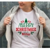 Yılbaşı Merry Christmas Miller Baskılı Oversize Bisiklet Yaka T-shirt - Beyaz