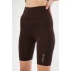 Yüksek Bel Biker Sporcu Şort - Kahve