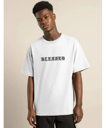 Erkek Baskılı T-Shirt Kısa Kol Bisiklet Yaka Regular Fit Rahat Kalıp Günlük Tişört - Beyaz