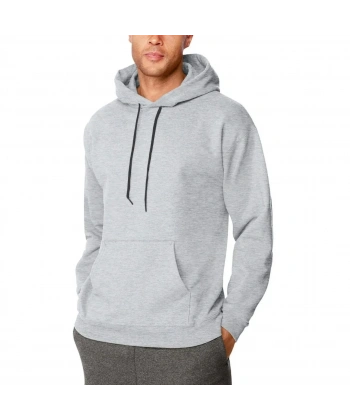 Erkek 3 İplik Pamuklu Kapüşonlu Cepli Hoodie Sweatshirt - Gri