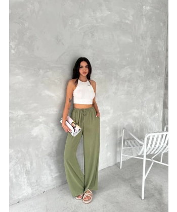 Kadın Ayrobin Oversize Kadın Pantolon - Mint Yeşili