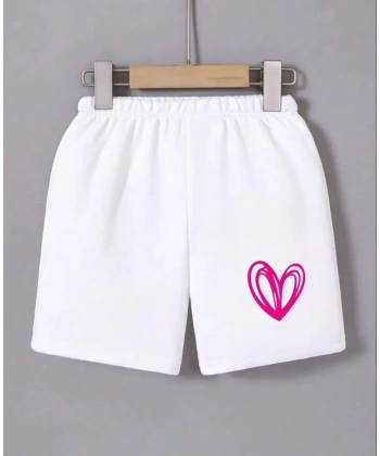 Kadın Beli Lastikli Baskılı Mini Şort - Beyaz