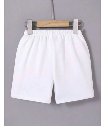 Kadın Beli Lastikli Mini Düz Şort - Beyaz