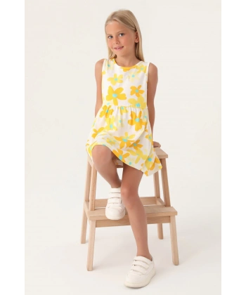Roly Poly 3393-3 Kız Çocuk Çiçekli Elbise