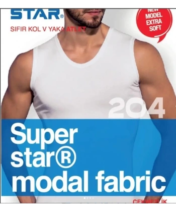 Star 204 Modal Sıfır Kol V-Yaka Atlet
