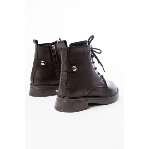 02-2003 Kahve Galata Bağcıklı Fermuarlı Günlük Kadın Bot