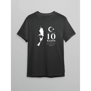 10 Kasım Atatürk Baskılı T-shirt - Siyah