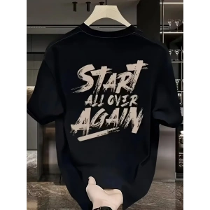 20/1 Penye Compack Start All Over Baskılı Oversize Bisiklet Yaka Kısa Kol T-shirt - Siyah