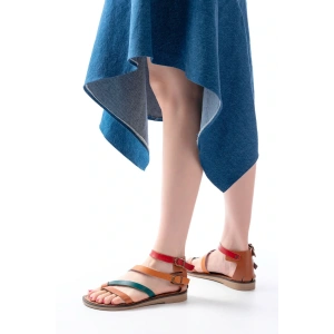 205-039 Taba Multi Bilekten Bağlamalı Parmak Arası Kadın Sandalet