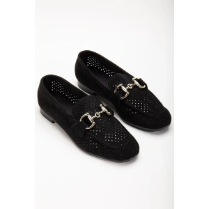 401 Siyah Süet Delikli Günlük Kadın Babet