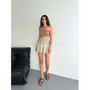 Ayrobin Şortlu Etek - Bej