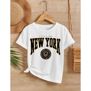 Çocuk Unisex Baskılı T-Shirt - Beyaz