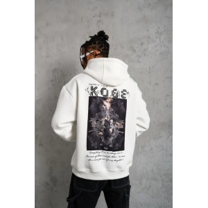 Erkek Baskılı Kapüşonlu Sweat - Beyaz