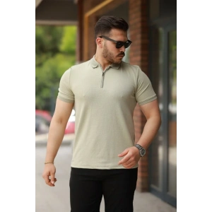 Erkek Fermuarlı Yaka Kısa Kollu Tişört