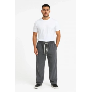 Erkek Fitilli Kadife Cepli Buggy Pantolon Oversize Rahat Kalıp - Füme