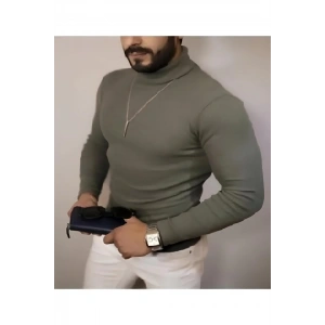 Erkek Kaşkorse Boğazlı Full Likralı Fitilli Body Kazak - Haki