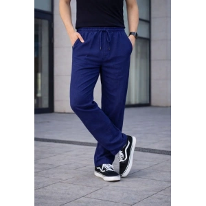Erkek Keten Cepli Çıma Dikişli jogger Buggy Pantalon Rahat kalıp - Lacivert