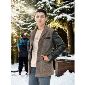 Erkek Nubuk Deri Ceket - Siyah