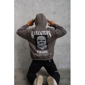 Erkek Paradise Baskılı Kapüşonlu Sweat - Gri